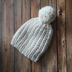 Winter Princess Slouchy Knit Hat with Giant Yarn Pom
